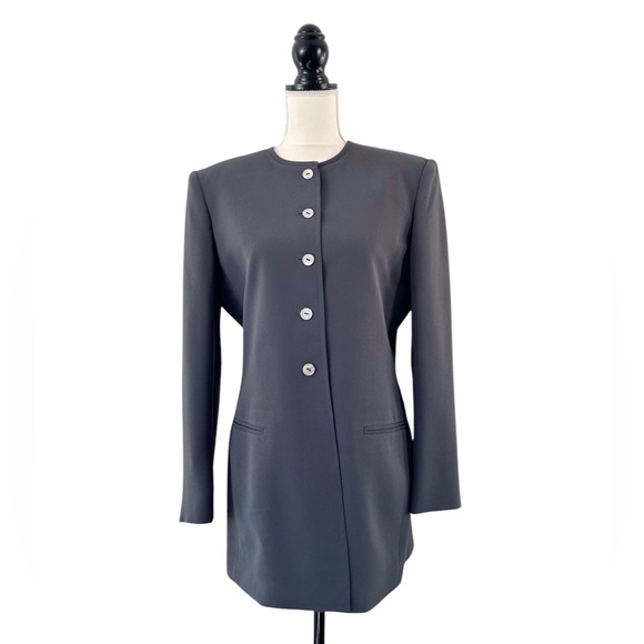 Jones New York Vintage ‘90s Women’s Dark Gray Collarless Blazer Size 10 - Picture 2 of 13